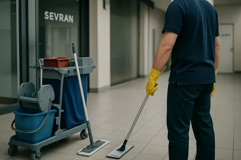 Une équipe de nettoyage à Sevran utilisant des équipements modernes dans un bureau.
