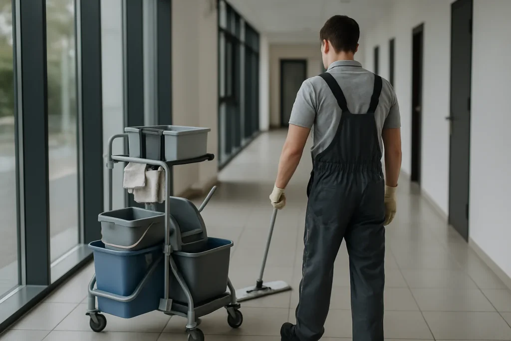 Équipe de nettoyage professionnelle à PIERREFITTE-SUR-SEINE en action dans un appartement.