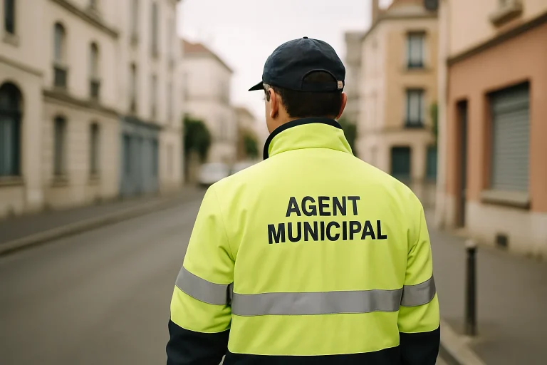 Silhouette d'un agent municipal inspectant une rue en Seine-Saint-Denis.